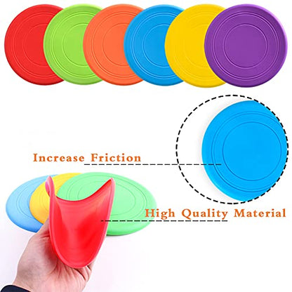 Bvrbaory 6 Pack Dog Flying Discs - Interactive, Soft Floating Saucer for Small, Medium Dogs - Safe on Teeth