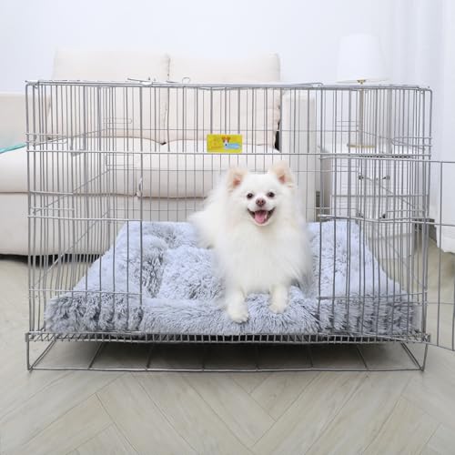 Vonabem Small Dog Bed Crate Pad 24 inch, Washable Puppy Bed, Soft Plush Pet Crate Beds, Anti-Slip Cat Bed, Dog Mats for Sleeping, Kennel Pad Grey - color: Grey, size: 24.0"L x 18.0"W x 2.0"Th