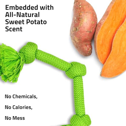 Playology Dog Toys | Dri-Tech Rope Toy Tug of War Rope for Aggressive Chewers | Jumbo Sweet Potato Scented Toy - Easy to Clean and Made from Non Toxic Materials - size: Jumbo, style: Sweet Potato