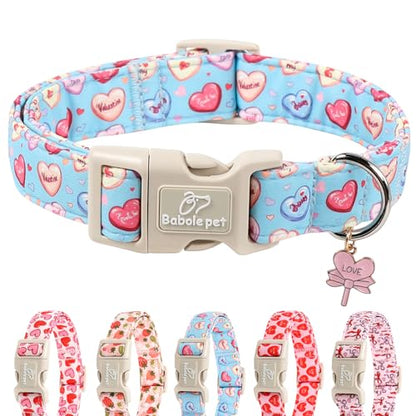 Valentines Dog Collar for Small Dogs - Valentine Candy Hearts Dog Collars, Love Boy Girl Dogs Collars, Lightweight Adjustable Cute Blue Puppy Collar with Quick-Release Buckle XS - color: Candy Heart, size: XS