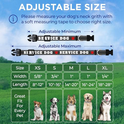 TECEUM Reflective Pet Collar – Black - Service Dog – S – Extra Soft Padding – Basic Nylon Dog Collar – Quick Release Buckle – Fits Small, Medium and Large Dogs, Puppies, Cats - color: Black - Service Dog, size: Small