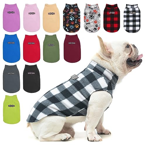 BEAUTYZOO XS Dog Sweaters, Soft Fleece Vest Pullover Dog Jacket with D-Ring Leash Attachment, Warm Winter Dog Clothes Cold Weather Doggy Chihuahua Sweater for Small Dogs Cats Boy or Girl, XSmall - color: WHITE BUFFALO PLAID, size: X-Small