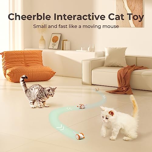 Cheerble Interactive Cat Toys for Indoor Cats, Automatic Cat Toy with LED Lights, Wicked Mouse Toys, Kitten Toys, Pet Supplies, Smart Electric Cat Toy, USB Rechargeable, Auto On/Off(Yellow) - color: Yellow