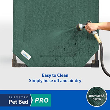Coolaroo Pro Elevated Dog Bed - Low-Profile Access, Moisture-Resistant Cover, Breathable Fabric & Tool-Free Setup, Brunswick Green, Standard - color: Brunswick Green, size: Standard