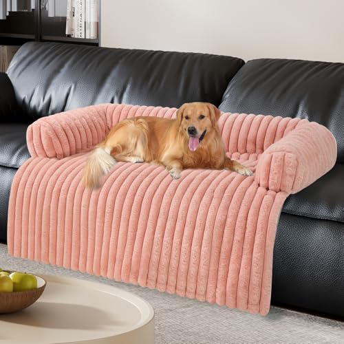 Wn's Day Luxurious Dog Couch Bed, Washable Calming Dog Couch Cover, Removable Couch Protector for Dogs, Waterproof Sofa Bed, Pet Bed Mats for Couch, Pet Couch Covers for Sofa(Pink, XXL) - color: Pink, size: XX-Large(51.1*41.3*6 In)