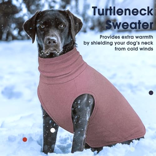 IECOii Dog Fleece Vest Sweater - Stretch Warm Pullover with Turtleneck,DarkRed,Large, Easy On/Off Winter Dog Sweater for Medium Large Dogs Girl Boy, Winter Fall Jumpsuit with High Neck - color: Darkred, size: Large