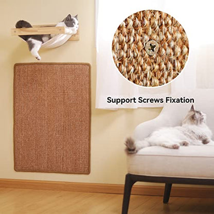 FUKUMARU Cat Scratcher Mat, 23.6 X 15.7 Inch Natural Sisal Cat Scratch Mats, Horizontal Cat Floor Scratching Pad Rug with Sticky Tapes, Protect Couch and Carpets - color: Brown-23.6 x 15.7 Inch