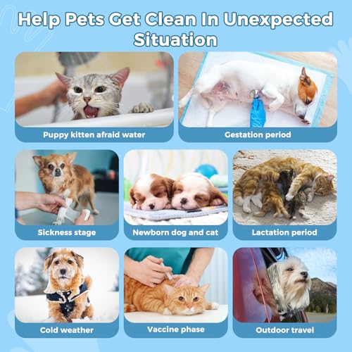 Vannon Extra Thick Pet Bathing Wipes for Dogs & Cats, Cleaning & Odor-Controlling Grooming Gloves, Nourish Fur Glove Wipes for Daily Care and Traveling, Rinse Free, Unscented, 6 PCS - size: 1pack