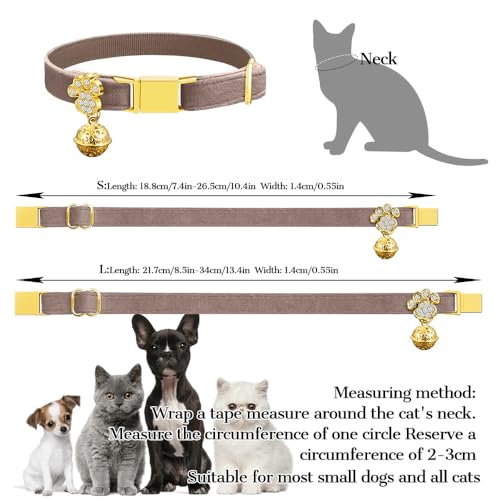 Personalized Breakaway Cat Collars - Magnetic Buckle, Bell - Safety Quick Release, Customized for Girls & Boys Cats- (Velvet-Chocolate) - color: Velvet-Chocolate