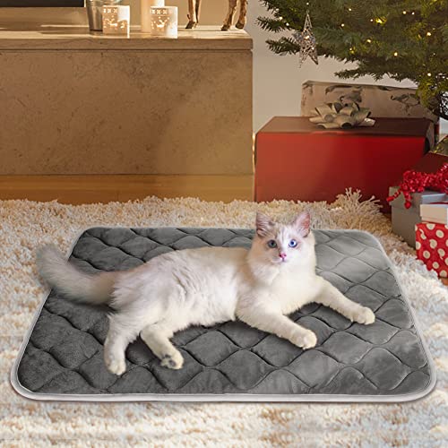 Self Warming Cat Bed Self Heating Cat Mat Thermal Pet Bed Mat Self-Warming Dog Crate Pad 20"x16" - color: Grey, size: 20.0"L x 16.0"W x 0.5"Th