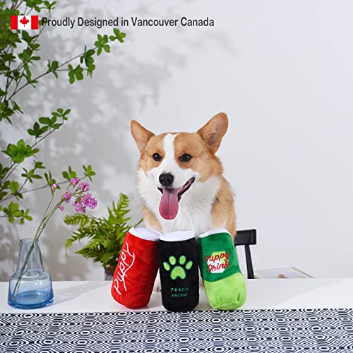 HugSmart | Plush and Squeaky Dog Toys (Soda Drinking Cans Combo)｜Soft Plus Interactive Fetch Dog Toy for Small Medium Breeds (Puppy Drink 2 Pack)