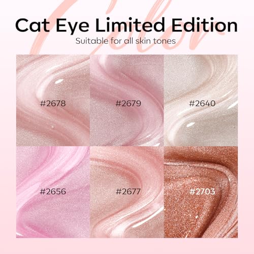 modelones Cat Eye Gel Nail Polish, 6 Colors Nude Gel Polish Pink Glitter Brown with Magnet Sparkle Galaxy Series Nail Polish Kit Soak Off Led Nail Art Manicure Salon DIY Gifts - color: A-0 Nude Pink Honey