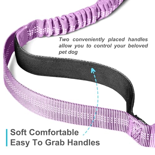 Laqibak Hands Free Dog Leash, Adjustable Waist Leash for Dog, Handle Bungee 4.2-6.7 Feet Long with Reflective Stitches for Walking Hiking Running, Fits 26"- 43" Waist, Light Purple - color: Light Purple