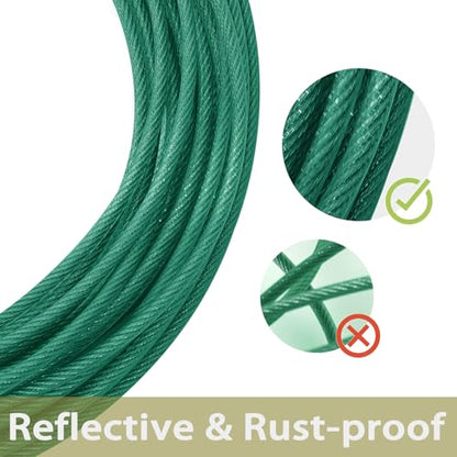 Dog Tie Out Cable 30 Feet - Dog Leads for Yard Heavy Duty - Up to 125 Pounds, Stainless Steel, Reflective Lead, 30ft Rust Free Chain Outdoor (Green) - color: Green-30FT