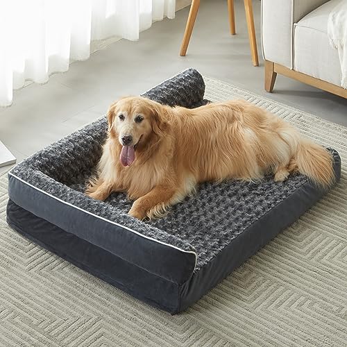 BFPETHOME Orthopedic Dog Beds for Large Dogs-Waterproof Sofa Dog Bed with Removable Washable Cover, Big Pet Bed with Waterproof Lining and Nonskid Bottom,Pet Bed for Large Dogs - color: Dark Grey, size: 36.0"l x 27.0"w x 6.5"th