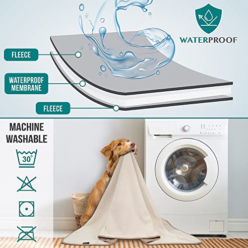 PetAmi Waterproof Pet Blanket Dog Bed Couch Cover for Furniture, Reversible Washable Soft Fleece - color: Taupe/Beige, size: X-Large (60x80)