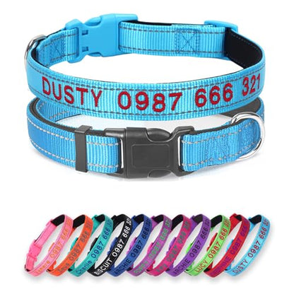 Padded Dog Collar,Soft Neoprene Personalized Pet Collar,Custom Embroidered Pet Name and Phone Number,Breathable Nylon Dog Collars,Quick Release Snap Buckle Dog Collar,Sky Blue - color: Sky Blue