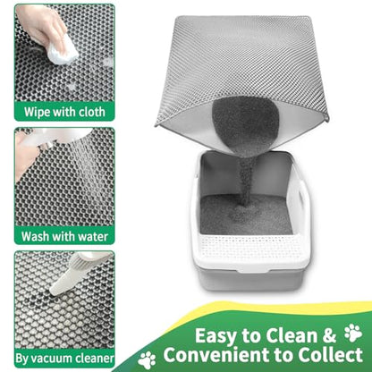 GRELY Cat Litter Mats- Extra Large XXL 47''X 36'',2 Layer Litter Box Mat for Indoor Cats,Rug for Pet Kitty,Litter Trapping Mats,Waterproof Urine Proof,Non-Slip - color: Grey Xxl47"x36"