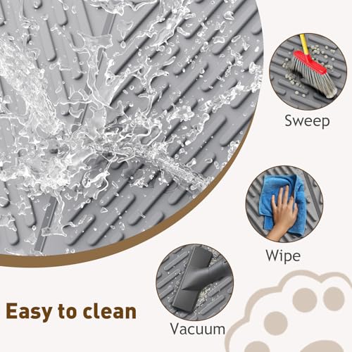 Cat Litter Mat with Grooves & Raised Edge, Urineproof/Waterproof, Litter Scattering Control, Easy to Clean (31 * 24in-Grey-2 Pack) - size: 31 * 24in-grey-2 Pack