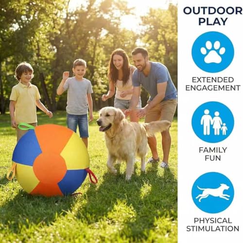 10/18/22" Herding Ball for Dogs & Horses - Tear-Resistant Inflatable Toy with Heavy-Duty Handle Cover & Pump - Durable Exercise Ball for Large Pets (Small) - size: Small