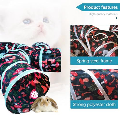 EGETOTA Cat Tunnel for Indoor Cats Large, with Play Ball S-Shape 5 Way Collapsible Interactive Peek Hole Pet Tube Toys, Puppy, Kitty, Kitten, Rabbit (S4 - Mushroom) - color: S4 - Mushroom
