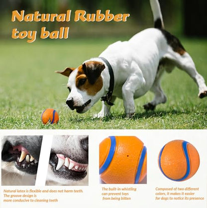 Dog Toy Ball,Rubber Sound-Producing Toy Ball, with a Groove Design That is Resistant to Bites, Has a High Bounce, Dog Training Interactive Pet Toy, Relieving Pet Anxiety（Large Size） - color: Yellow, size: Large