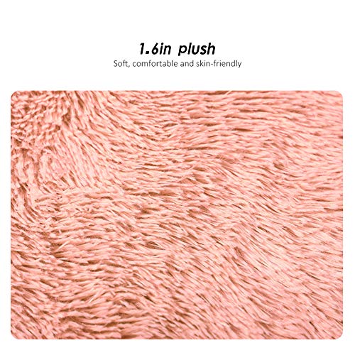 16 Inch Plush Dog Bed Mat Warm Fluffy Round Puppy Crate Pad with Anti-Slip Waterproof Bottom Soft Comfy Pet Kennel Mat for Small and Medium Dogs Sleeping(Light Pink) - color: Light Pink, size: 16 Inch