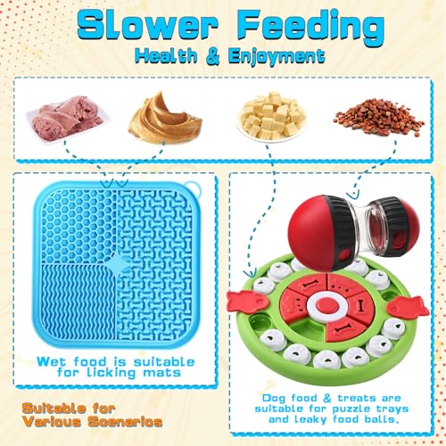 Dog Puzzle Feeder for Small/Middle Breeds - Adjustable Treat Dispenser Funny Slow Feeder Puppy Enrichment Training Toy Pet Interactive Toys Lick Mat Dogs to Keep Dog/Cat Busy - color: blue