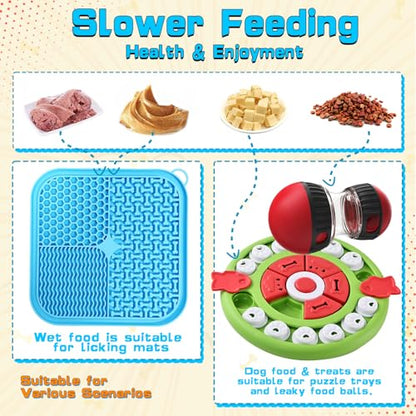 Dog Puzzle Feeder for Small/Middle Breeds - Adjustable Treat Dispenser Funny Slow Feeder Puppy Enrichment Training Toy Pet Interactive Toys Lick Mat Dogs to Keep Dog/Cat Busy - color: blue