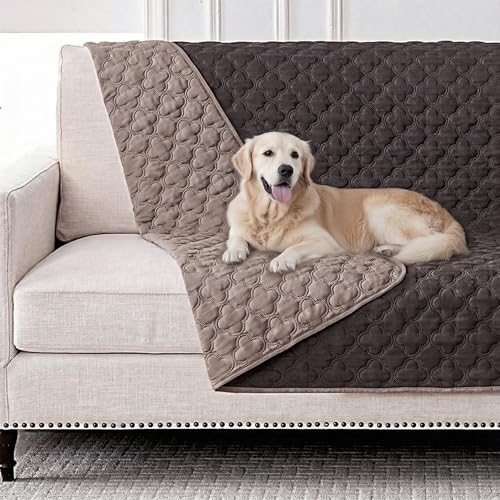 FunFurry Waterproof Dog Blanket, Couch Cover for Dogs Washable, Reversible Dog Bed Cover, Couch Furniture Protector. (Dark＆Light Brown, 52 X 82 Inch - 1 Pack) - color: Dark＆light Brown, size: 52 X 82 Inch - 1 Pack
