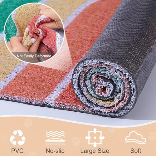 Cat Litter Mat Quality Litter Box Mat Large Non-Slip Cat Litter Mat Litter Trapping Mat Soft Kitty Litter Mat Compatible Two Litter Boxes Cat Products Easy to Clean,Orange,L - color: Red, size: L(33.5" x 22.4")