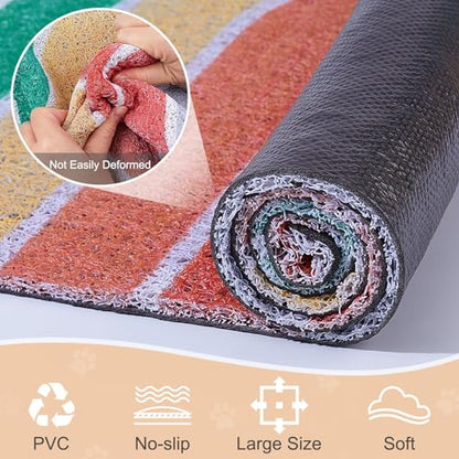 Cat Litter Mat Quality Litter Box Mat Large Non-Slip Cat Litter Mat Litter Trapping Mat Soft Kitty Litter Mat Compatible Two Litter Boxes Cat Products Easy to Clean,Orange,L - color: Red, size: L(33.5" x 22.4")