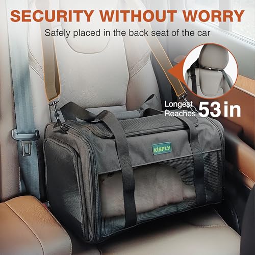 Airline Approved Cat and Small Dog Carrier 17"x11"x9.5"– Soft-Sided, Foldable Under-Seat Travel Bag for Pets up to 12 lbs, Top-Loading, Scratch-Resistant Mesh, Black - color: Black, size: 17x11x9.5 In