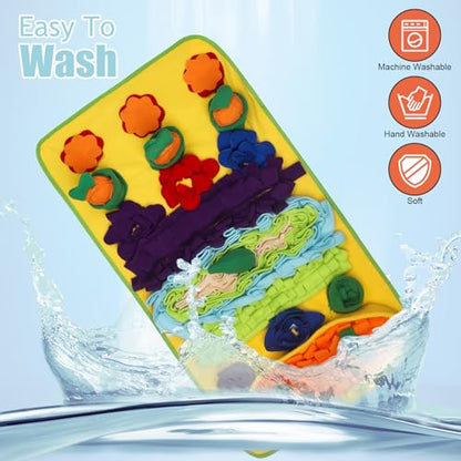 Snuffle Mat for Dogs Large Breed - 32'' X 20'' Washable Durable Sniff Mat for Slow Feeding Training, Enrichment Puzzle Toy for Mental Stimulation & Stress Relief - color: Blue-Yellow