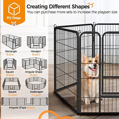 Yaheetech Wide Panel Dog Playpen, 6 Panels 32 inch High Pet Pen with Gate, Portable Indoor Outdoor Fence for Medium/Large Breed Dogs - size: 32"
