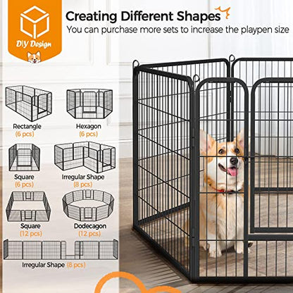 Yaheetech Wide Panel Dog Playpen, 6 Panels 32 inch High Pet Pen with Gate, Portable Indoor Outdoor Fence for Medium/Large Breed Dogs - size: 32"