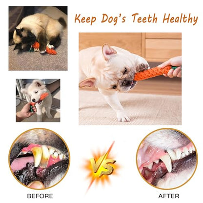 3PCS Natural Cotton Rope Toys for Small Dogs and Puppies, Dog Dental Care Chew Toys for Teething,Anxiety Relief, Helps Clean Teeth & Prevent Furniture Destruction(Chicken Leg Set) - color: Style D(Chicken Leg Set)