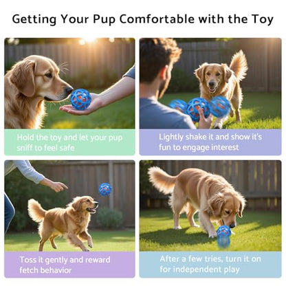 seagi Interactive Dog Toys – Durable Automatic Bouncing & Vibrating Interactive Dog Ball for Smart Play, Motion-Activated Moving Dog Toy for Small/Medium/Large Dogs,USB Rechargeable (Blue) - color: Blue