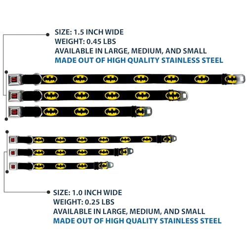 Dog Collar Seatbelt Buckle Batman Shield Black Yellow 11 to 17 Inches 1.0 Inch Wide - size: 1" Wide - Fits 11-17" Neck - Medium
