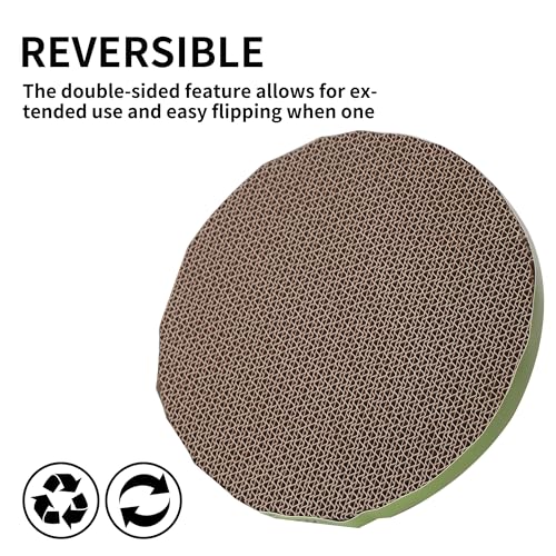 Round Cat Scratcher Replacement Pads -Circle Scratcher Pad Cardboard Cat Scratchers Refill 10 inch Diameter 7/8 inch Thickness(Green and Yellow Cardboard 4PCS) - color: Green and Yellow cardboard 4PCS