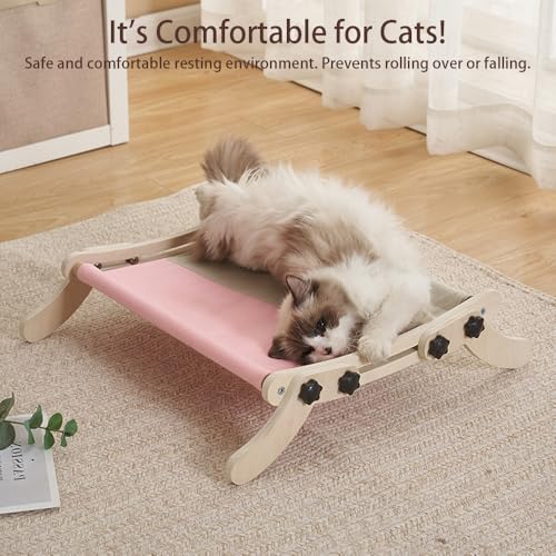 Cat Window Perch, No Screws Easy to Adjust & Assemble, Adjust Wooden Seat for Kitten Bedside Windowsill, Wooden Cats Furniture - color: Gray orange