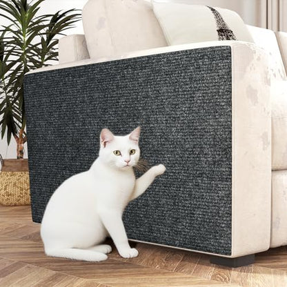 Decotalk Cat Wall Scratcher Adhesive Wall Scratchers for Indoor Cats Dark Grey Peel and Stick Carpet Walls Mounted Cat Scratching Pad 12"x78.7" Gray Corner Walls Scratching Post Furniture Protectors - size: 12" x 78.7"