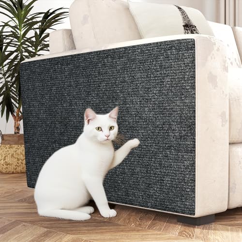 Decotalk Adhesive Wall Cat Scratcher Dark Gray Wall Mount Cat Scratcher Carpet Walls Mounted Scratching Post 15.7x78.7 Inch Grey Cats Corner Scratching for Walls Couch Furniture Protectors Easy to Use - size: 15.7" x 78.7"