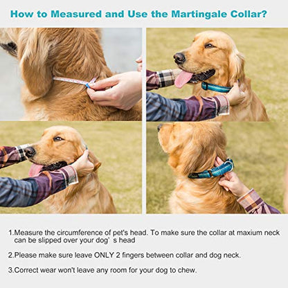 Martingale Dog Collar No Pull Pet Collar Heavy Duty Dog Martingale Collars Silky with Unique Geometric Pattern for Medium and Large Dogs (Large, Turquoise) - color: Turquoise, size: Large: 17"-25", 1" Wide