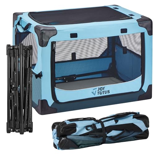 JOYTUTUS Pet Day Special, 26 Inch Collapsible Dog Crate, Steel Frame 8-Bar Foldable Soft Kennel, Portable Travel Crate for Medium Dog Up to 33lbs, Oxford Cat Carrier Fit for Car Travel Indoor Outdoor - size: S (26" L x 18" W x 18" H)