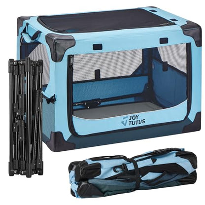 JOYTUTUS Pet Day Special, 26 Inch Collapsible Dog Crate, Steel Frame 8-Bar Foldable Soft Kennel, Portable Travel Crate for Medium Dog Up to 33lbs, Oxford Cat Carrier Fit for Car Travel Indoor Outdoor - size: S (26" L x 18" W x 18" H)