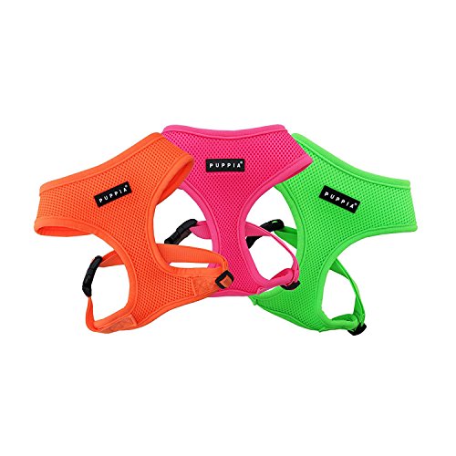 Puppia Soft Harness A L Over-The-Head Soft Mesh Harness Neon Pink - color: PINK, size: Large