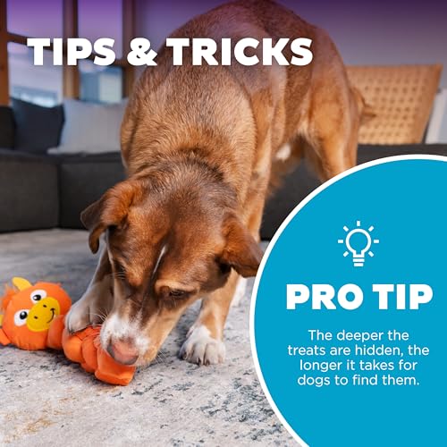 Outward Hound by Nina Ottosson Twistiez Interactive Plush Dog Treat Puzzle, Dragon, Orange - color: Twistiez Dragon