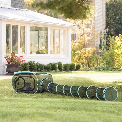 Kitty City Outdoor Catio Furniture and Play Kits for Cats, Play Combo - color: D) 1-Way Tunnel/Tent Combo