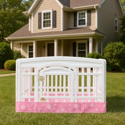 Dog Playpen Bottom Pad Mat for 36" 4-Panel Playpens - Scratch & Chew-Resistant Puppy Pen Floor Mat with Hook & Loop Fasteners, Waterproof & Leakproof, Non-Slip (Pink) (Playpen Not Included) - color: Pink